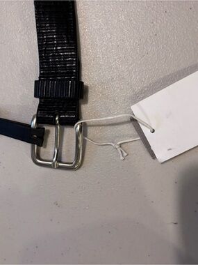 H&M Black Textured Leather Belt with Silver Buckle